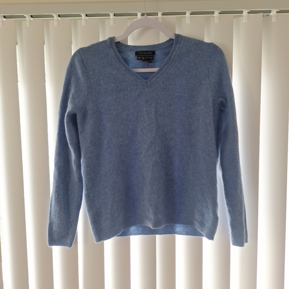 Tahari Pure Luxe 100% Cashmere Sweater V-Neck
